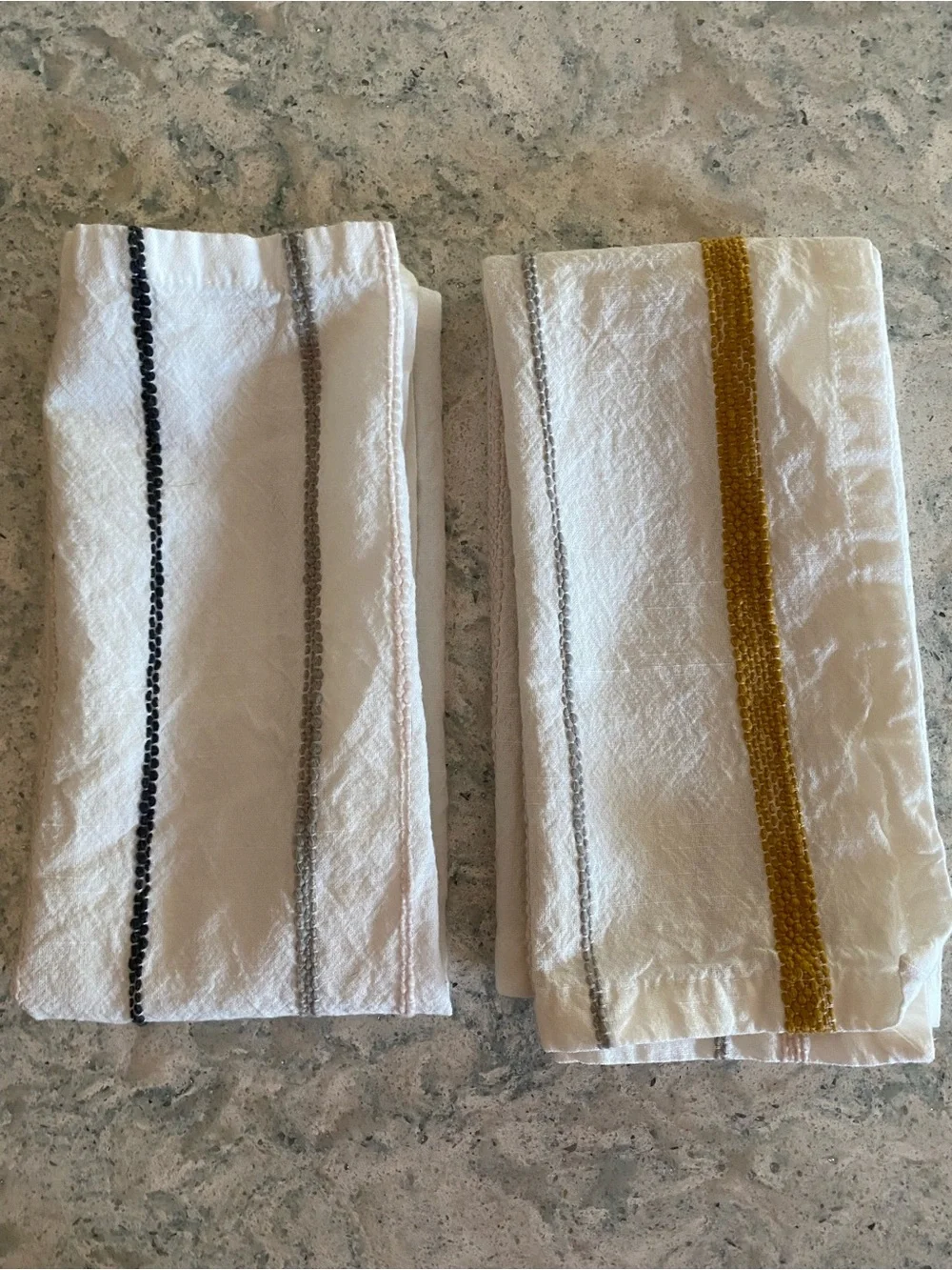 Hearth & Hand Cream napkins (2) with pastels and bolder gold Stripes
